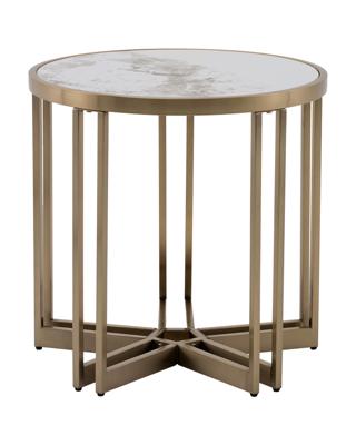 Стол журнальный Stool Group Журнальный столик Алиада 55х55 см светлая керамика сталь шампань арт. УТ000040354