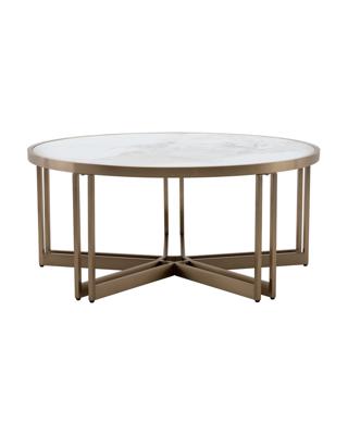 Стол журнальный Stool Group Журнальный столик Алиада 90х90 см светлая керамика сталь шампань арт. УТ000040353