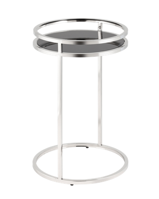 Стол журнальный Stool Group Журнальный столик Гестия 41*60см стекло черное сталь серебро арт. УТ000039401