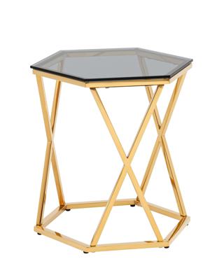 Стол журнальный Stool Group Журнальный столик Круз 48*42 стекло smoke сталь золото арт. УТ000036340