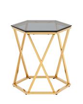 Стол журнальный Stool Group Журнальный столик Круз 48*42 стекло smoke сталь золото арт. УТ000036340