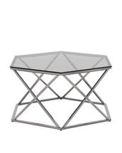 Стол журнальный Stool Group Журнальный столик Круз 93*80 стекло smoke сталь темный хром арт. УТ000036337