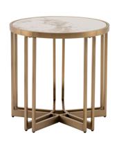 Стол журнальный Stool Group Журнальный столик Алиада 55х55 см светлая керамика сталь шампань арт. УТ000040354
