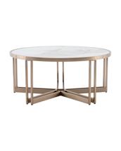 Стол журнальный Stool Group Журнальный столик Алиада 90х90 см светлая керамика сталь шампань арт. УТ000040353