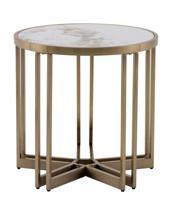 Стол журнальный Stool Group Журнальный столик Алиада 55х55 см светлая керамика сталь шампань арт. УТ000040354