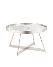 Стол журнальный Stool Group Журнальный столик Гера 80*80см белая керамика сталь серебро арт. УТ000039403