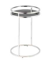 Стол журнальный Stool Group Журнальный столик Гестия 41*60см стекло черное сталь серебро арт. УТ000039401