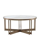 Стол журнальный Stool Group Журнальный столик Алиада 90х90 см светлая керамика сталь шампань арт. УТ000040353