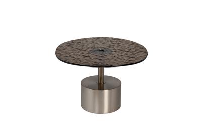 Столешница Garda Decor 57EL-10852 Стол журнальный, стекло рельефное тонированное d 60*63*41см арт. 57EL-10852