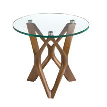 Столик Angel Cerda Круглый приставной столик 2127/LT17192 из закаленного стекла и ореха арт. 190259