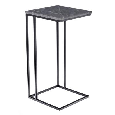 Столик Bradexhome Придиванный столик Loft 35x35см, серый мрамор, чёрные ножки арт. RF 0355