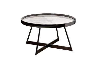 Столик Garda Decor 47ED-28010 Стол журнальный белый/черный хром 80*80*45см арт. 47ED-28010