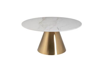 Столик Garda Decor 76AR-00910 Стол журнальный керамогранит белый d80*40см арт. 76AR-00910