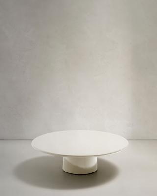 Столик La Forma (ех Julia Grup) Журнальный столик Albanella из цемента с глянцевой белой отделкой Ø110 см арт. 261775