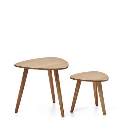 Столик La Forma (ех Julia Grup) Комплект из 2-х столиков Duvani из массива акации с выбеленной отделкой арт. 419811