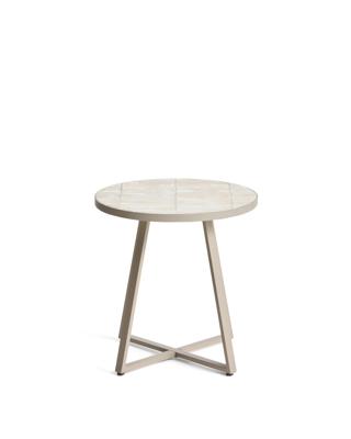 Столик La Forma (ех Julia Grup) Уличный столик Tella из бежевой стали с бежевой плиткой 45 см арт. 482359