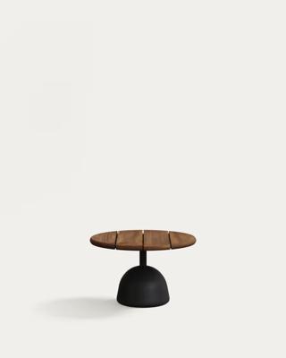 Столик La Forma (ех Julia Grup) Журнальный столик Saura со столешницей из акации, отделка орех, и основанием из черного цемента Ø55 арт. 198608