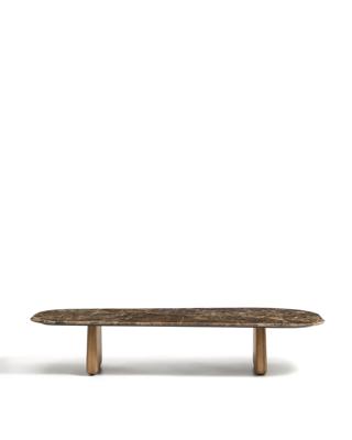 Столик La Forma (ех Julia Grup) Журнальный столик Pirita из коричневого мрамора с ножками из дуба с натурально отделкой, 147 x 65 см арт. 503870