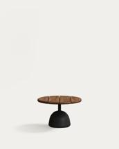 Столик La Forma (ех Julia Grup) Журнальный столик Saura со столешницей из акации, отделка орех, и основанием из черного цемента Ø55 арт. 198608