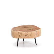 Столик La Forma (ех Julia Grup) Журнальный столик Tavine из массива акации с выбеленной отделкой и черными стальными ножками Ø49 см арт. 419821