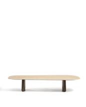 Столик La Forma (ех Julia Grup) Журнальный столик Pirita из бежевого травертина с ножками из дуба с темной отделкой, 147 x 65 см арт. 503840