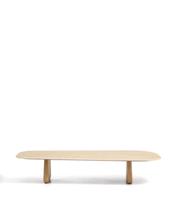 Столик La Forma (ех Julia Grup) Журнальный столик Pirita из бежевого травертина с ножками из дуба натурального цвета, 147 x 65 см арт. 503866