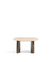 Столик La Forma (ех Julia Grup) Приставной столик Pirita из бежевого травертина с ножками из дуба с темной отделкой, 71 x 70 см арт. 503872