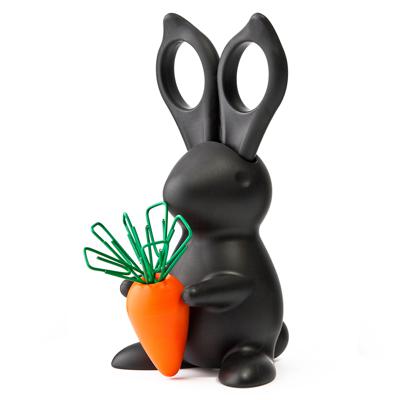 Столовый прибор QUALY Ножницы+магнит со скрепками bunny, черный арт. QL10115-BK