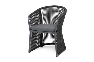 Стул 4SIS "Романо" стул плетеный из роупа, каркас алюминий темно-серый (RAL7024) муар, роуп темно-серый круглый, ткань темно-серая 027 арт. ROM-CH-002 RAL7024 Mua D-grey(D-gray027)