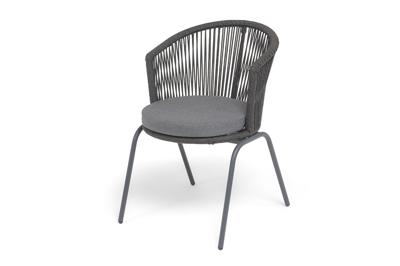 Стул 4SIS "Люксембург" стул плетеный из роупа, каркас из стали темно-серый (RAL7024) муар, роуп темно-серый круглый, ткань темно-серая 027 арт. LUK-CH-st001 RAL7024 Mua D-grey(D-gray027)