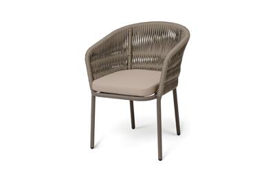 Стул 4SIS "Бордо" стул плетеный из роупа (колос), каркас алюминий серый (RAL7022) муар, роуп серый 15мм, ткань темно-серая 027 арт. BORE-CH-001 (RAL7006) Mua S-G-brown(beige160)