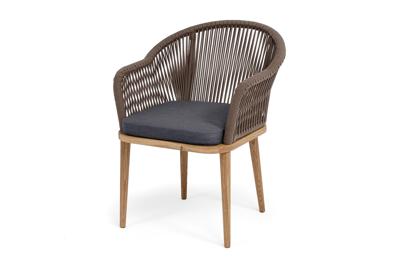 Стул 4SIS "Лион" стул плетеный из роупа, основание дуб, роуп коричневый круглый, ткань темно-серая 027 арт. LIO-CH-T001 brown(D-gray027)