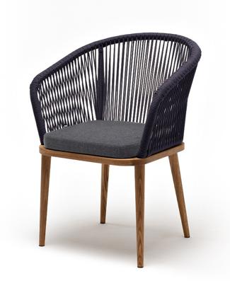 Стул 4SIS "Марсель" стул плетеный из роупа, основание дуб, роуп темно-серый круглый, ткань темно-серая 027 арт. MAR-CH-T002 D-grey(D-gray027)