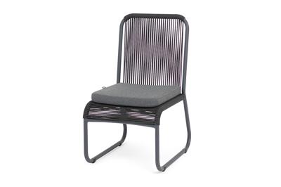 Стул 4SIS "Ането" стул плетеный из роупа, каркас алюминий темно-серый (RAL7024) муар, роуп темно-серый круглый, ткань темно-серая 027 арт. ANE-CH-001 RAL7024 Mua D-grey(D-gray027)