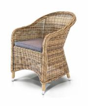 Стул 4SIS "Равенна" плетеное кресло из искусственного ротанга, цвет соломенный с серой подушкой арт. YH-C1103W