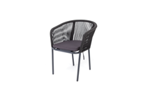 Стул 4SIS "Марсель" стул плетеный из роупа, каркас алюминий серый (RAL7022), роуп темно-серый круглый, ткань серая арт. MAR-CH-001 RAL7022 D-grey(gray)