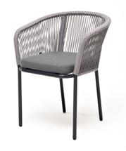 Стул 4SIS "Марсель" стул плетеный из роупа, каркас алюминий темно-серый (RAL7024), роуп светло-серый круглый, ткань светло-серая арт. MAR-CH-001 RAL7024 H-grey(H-gray)