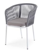 Стул 4SIS "Марсель" стул плетеный из роупа, каркас алюминий светло-серый (RAL7035) шагрень, роуп светло-серый круглый, ткань Neo ash арт. MAR-CH-001 RAL7035 SH H-grey(N-Ash)