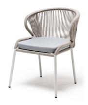 Стул 4SIS "Милан" стул плетеный из роупа, каркас алюминий светло-серый (RAL7035) шагрень, роуп серый меланж круглый, ткань светло-серая арт. MIL-CH-001 RAL7035 SH mel-grey(H-gray)