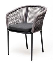 Стул 4SIS "Марсель" стул плетеный из роупа, каркас из стали серый (RAL7022) муар, роуп серый круглый, ткань серая арт. MAR-CH-st001 RAL7022 Mua grey(gray)