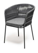 Стул 4SIS "Бордо" стул плетеный из роупа (колос), каркас из стали серый (RAL7022) муар, роуп серый 15мм, ткань серая арт. BORE-CH-st001 RAL7022 Mua grey(gray)