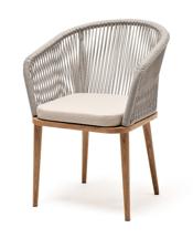 Стул 4SIS "Марсель" стул плетеный из роупа, основание дуб, роуп серый меланж круглый, ткань светло-серая арт. MAR-CH-T001 mel-grey(beige035)