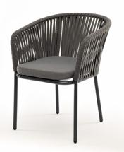 Стул 4SIS "Бордо" стул плетеный из роупа, каркас алюминий темно-серый (RAL7024) шагрень, роуп серый 15мм, ткань серая арт. BOR-CH-001 RAL7024 Mua grey(D-gray019)