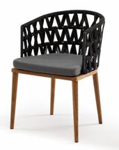 Стул 4SIS "Диего" стул плетеный из роупа, основание дуб, роуп темно-серый круглый, ткань серая арт. DIE-CH-T001 RAL7024 Mua D-grey(gray)