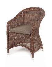 Стул 4SIS "Равенна" плетеное кресло из искусственного ротанга, цвет коричневый с серой подушкой арт. YH-C1103W brown1