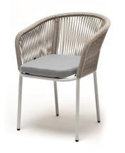 Стул 4SIS "Марсель" стул плетеный из роупа, каркас алюминий светло-серый (RAL7035) муар, роуп серый меланж круглый, ткань светло-серая арт. MAR-CH-001 RAL7035 Mua mel-grey(H-gray)
