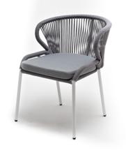 Стул 4SIS "Милан" стул плетеный из роупа, каркас алюминий белый муар, роуп светло-серый круглый, ткань светло-серая арт. MIL-CH-001 W Mua H-grey(H-gray)