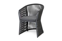 Стул 4SIS "Романо" стул плетеный из роупа, каркас алюминий темно-серый (RAL7024) муар, роуп темно-серый круглый, ткань темно-серая 027 арт. ROM-CH-001 RAL7024 Mua D-grey(D-gray027)