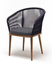 Стул 4SIS "Марсель" стул плетеный из роупа, основание дуб, роуп темно-серый круглый, ткань темно-серая 027 арт. MAR-CH-T002 D-grey(D-gray027)