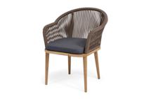 Стул 4SIS "Лион" стул плетеный из роупа, основание дуб, роуп коричневый круглый, ткань темно-серая 027 арт. LIO-CH-T001 brown(D-gray027)